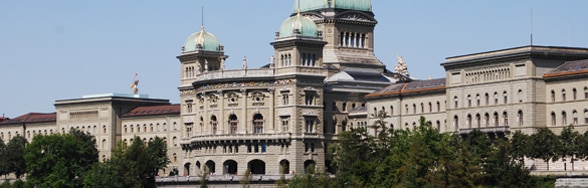 Vista del Palacio federal en Berna desde el sureste.