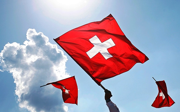 La bandera suiza.