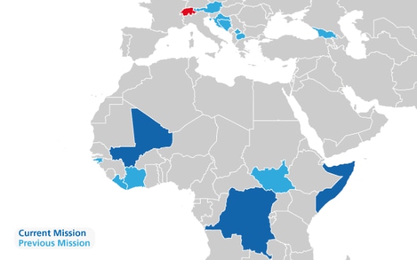 World map showing all current and previous deployments.