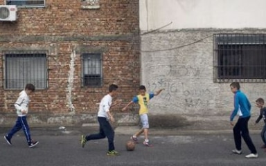 Children playing street football in Durrës, Albania. ©Christoph Ruckstuhl/NZZ