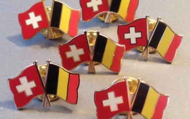 Photographie of a Belgium-Switzerland pin