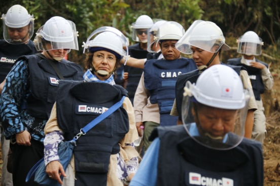 Carin Salerno, Country Director SDC Cambodia visits anti-personnel mine affected areas.  