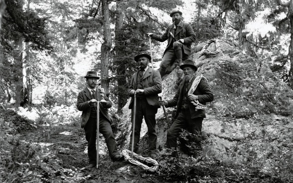Early Swiss Guides at Glacier House, 1900.