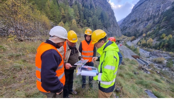 a group of specialists on the site