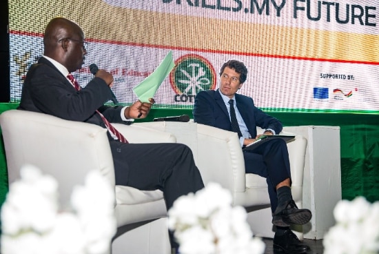 Mr. Daniel Lauchenauer, Deputy Head of Cooperation at the Embassy of Switzerland in Ghana and the Board Chairman of COTVET, Mr. Francis Ansuah Kyerematen during the panel discussion