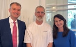 Ambassador Stefan Estermann and Deputy Head of Mission Aita Pult with Lars Rasmussen.
