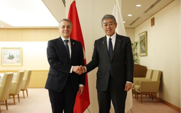 Federal Councillor Ignazio Cassis and Japanese Foreign Minister Takeshi Iwaya