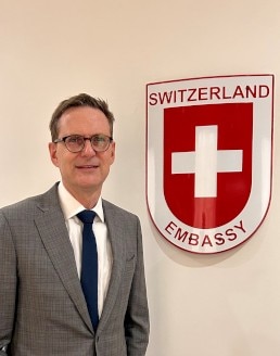 A standing portrait of Swiss Ambassador in Yangon, Myanmar