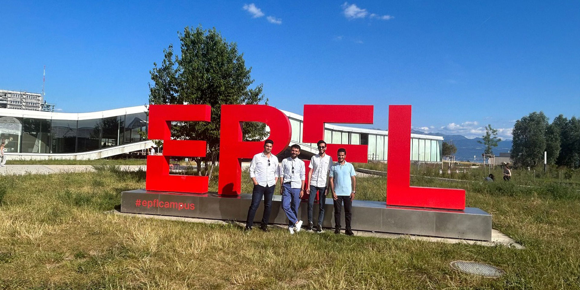 Young data science entrepreneurs from the Gaza Strip on the EPFL Campus.