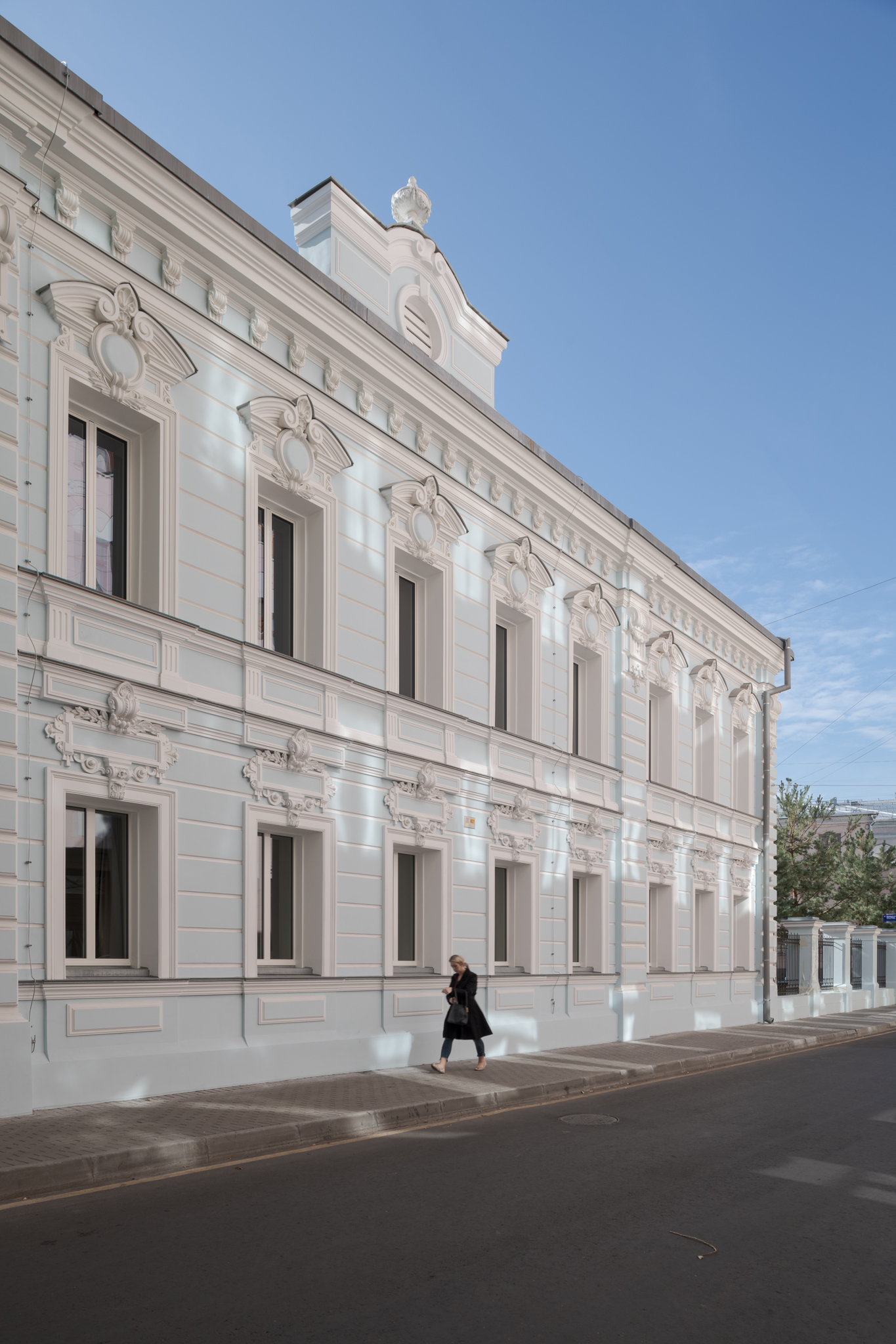 Historic building's façade at the new Embassy of Switzerland in Moscow