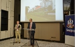 Swiss Ambassador Urs Schmid giving speech at the official reception at the Hilton hotel