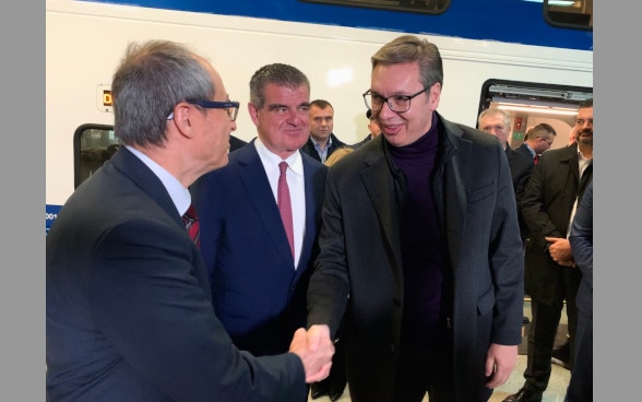 Ambassador Schmid with President Vucic and Peter Spuhler