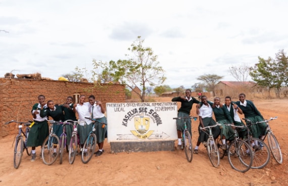 Students from Kaselya Seconday School in Shinyanga with their bicycles