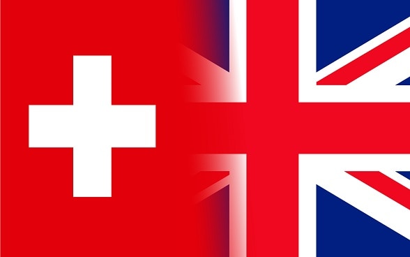 Die Fahnen der Schweiz und des Vereinigten Königreichs