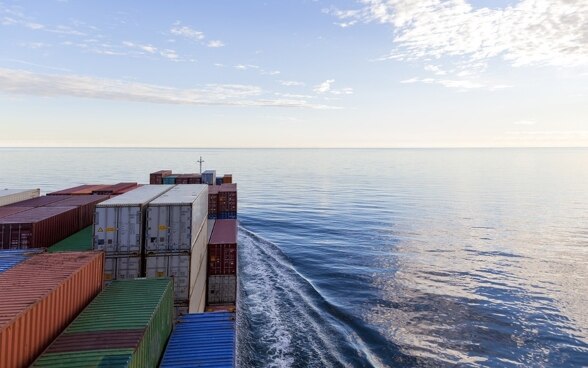 Cargo ship on sea.