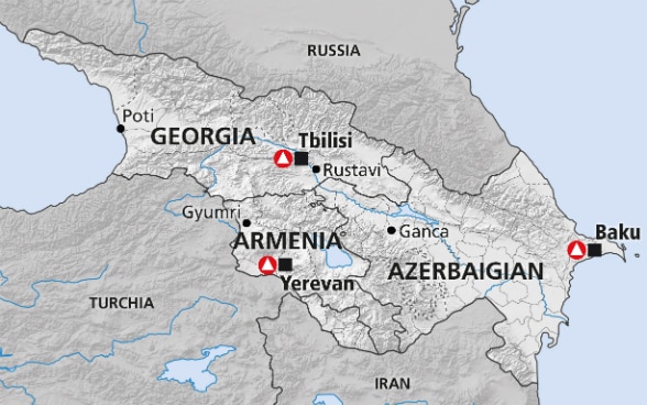 Mappa della regione del Caucaso meridionale