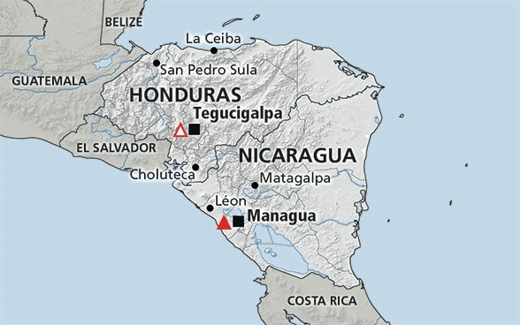 Karte der Region Zentralamerika (Nicaragua, Honduras)
