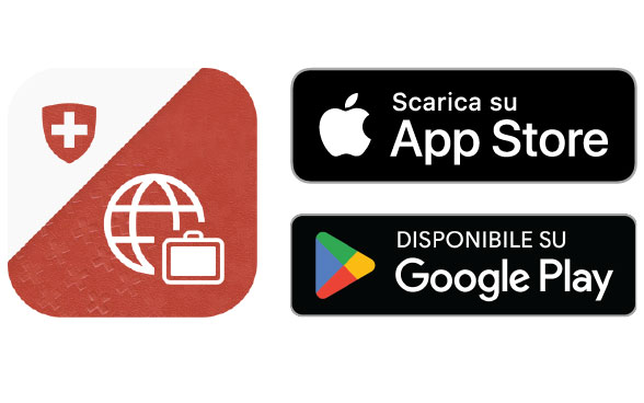 Logo di Travel Admin, App Store e Google Play