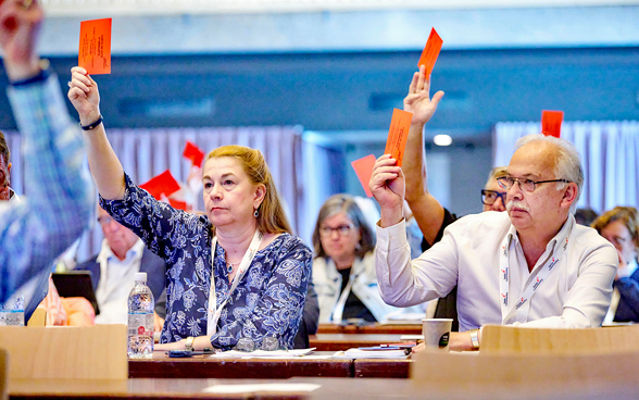 La photo montre quelques membres du Conseil des Suisses de l'étranger. 