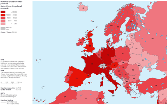 Svizzeri all'estero in Europa nel 2023.