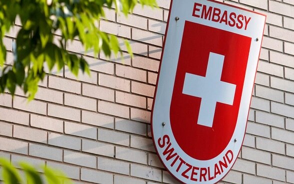 Embassy wall sign.