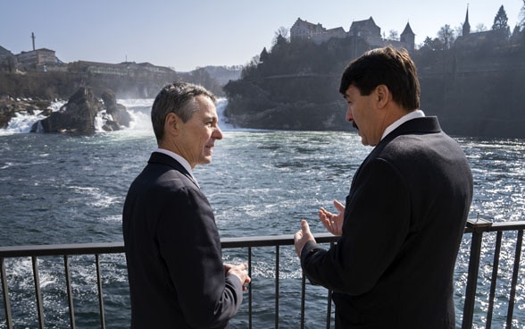 Ignazio Cassis parla con il presidente ungherese. 