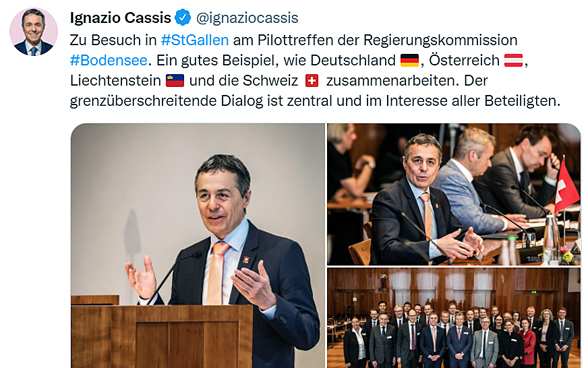Tweet del presidente della Confederazione Ignazio Cassis 
