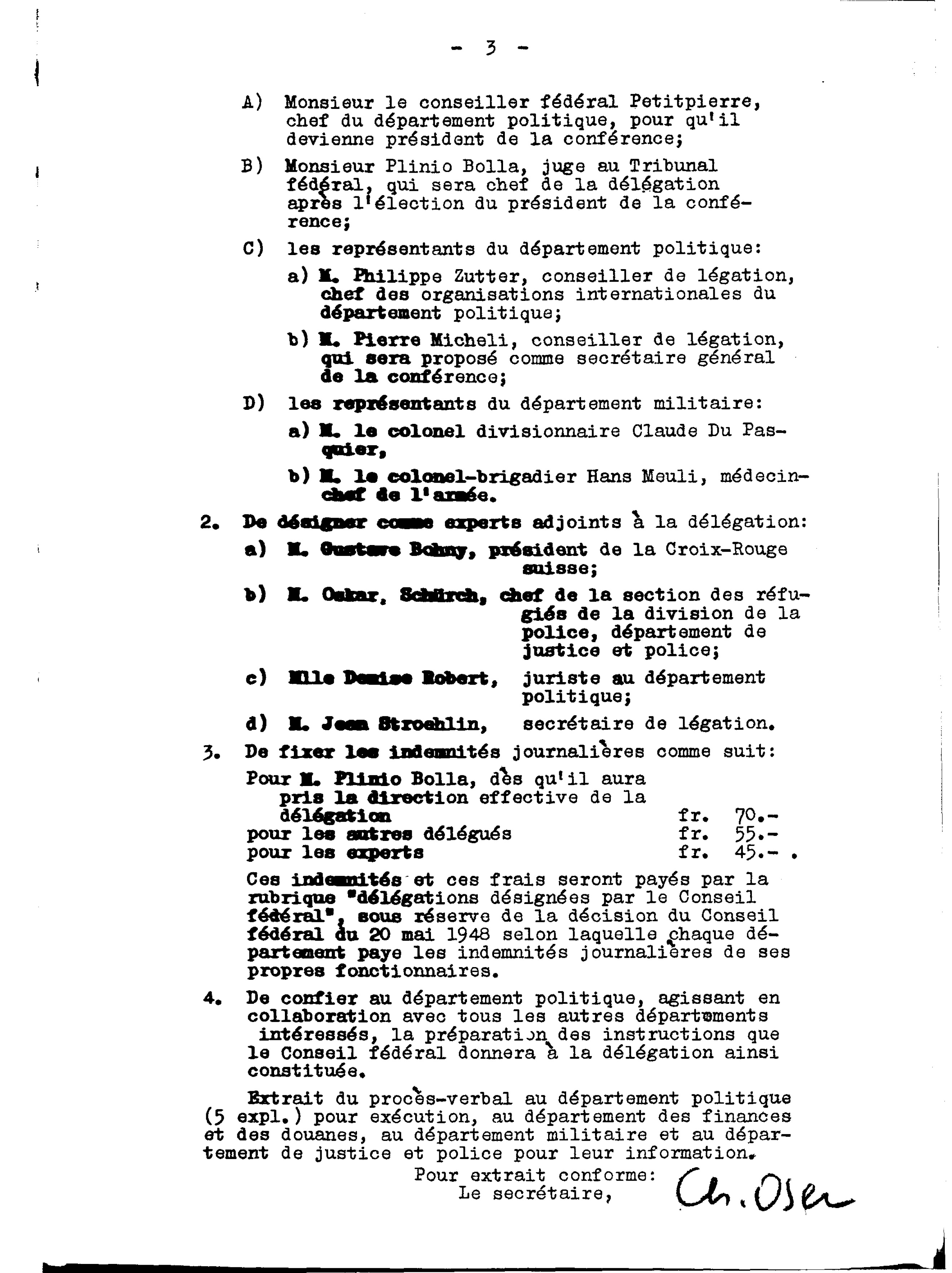 Federal Council decision, 1 April 1949