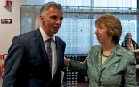 Didier Burkhalter avec Chaterine Ashton au conseil des affaires étrangères de l’UE à Bruxelles 