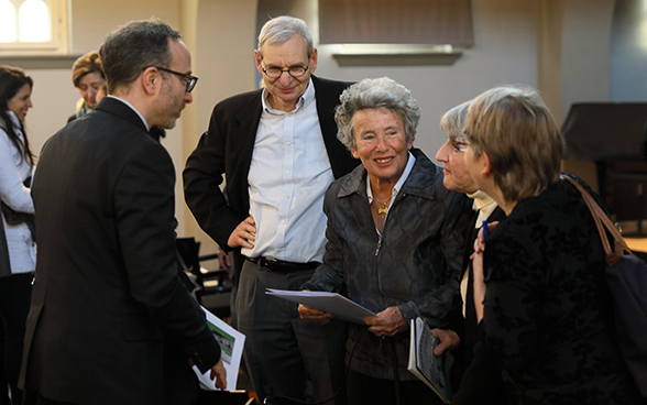 Informal discussion at the end of the ceremony marking International Holocaust Remembrance Day.