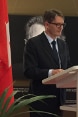 The new chairman of the IHRA, FDFA Secretary General Benno Bättig, gives a speech at the Swiss embassy in Berlin on 7 March 2017.