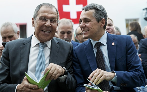 The head of the FDFA, Ignazio Cassis meets his Russian counterpart Sergei Lavrov in Moscow.