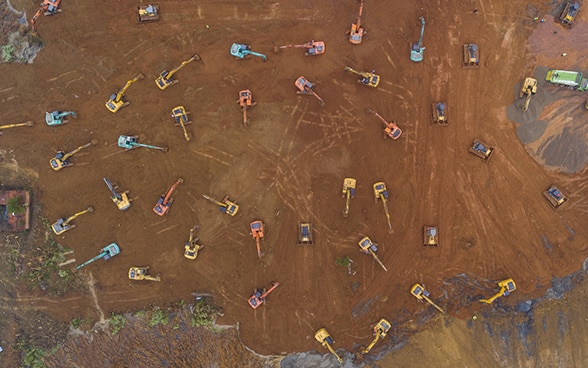 Aerial view of a huge construction site in Wuhan.