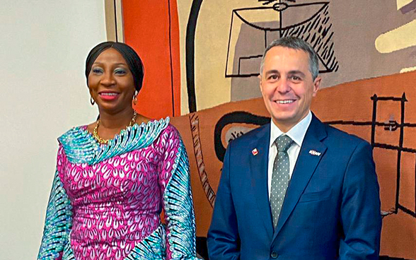 Bundesrat Cassis mit Kandia Camara, Aussenministerin von Côte d’Ivoire.