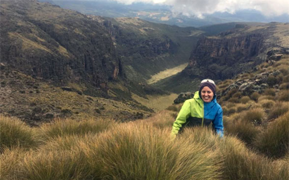 Séverine Weber sul monte Kenya nel 2019.