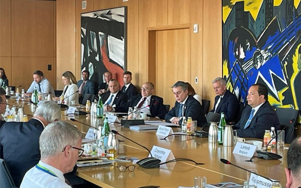 Le conseiller fédéral Cassis lors d'un dialogue ministériel sur la Cour pénale internationale à New York.