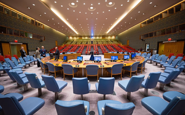 Vue de la salle du Conseil de sécurité de l'ONU.