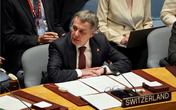 Le conseiller fédéral Ignazio Cassis s'exprime au Conseil de sécurité de l'ONU.