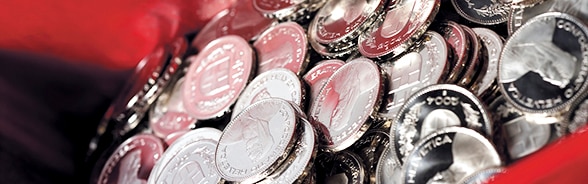 A large quantity of five-Swiss-franc coins