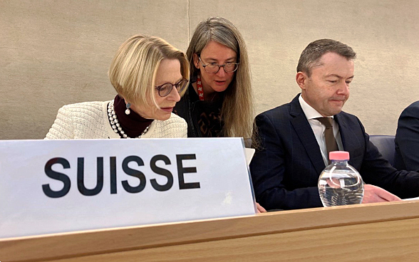 The Swiss delegation in the conference room. 