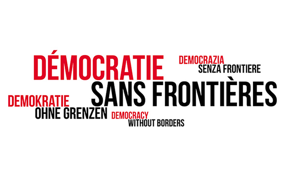Logo in four languages of Democracy Without Borders