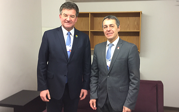 On the margins of the World Economic Forum, Federal Councilor Ignazio Cassis meets Miroslav Lajcak, president of the 72nd session of the UN General Assembly.