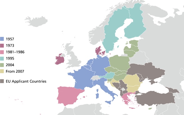 EU enlargement milestones since 1957