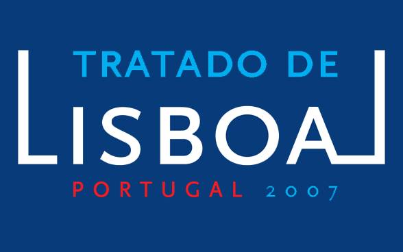 L'immagine mostra il logo del Trattato di Lisbona. Questo è stato firmato dagli Stati membri dell'UE nel 2007 e ratificato nel 2009.