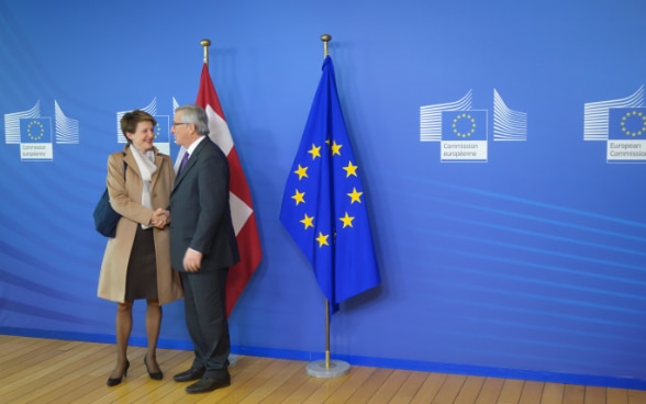 Bundesrätin Simonetta Sommaruga und Kommissionspräsident Jean-Claude Juncker