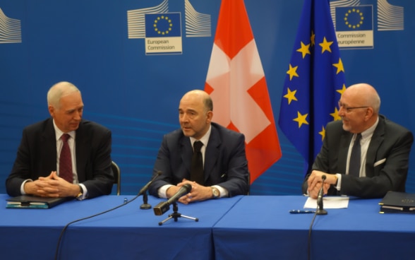 State Secretary Jacques de Watteville, Commissioner Pierre Moscovici, Director-General Heinz Zourek