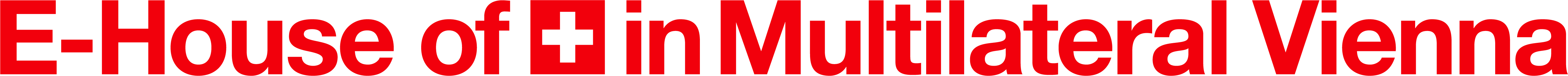 Le logo de la « House of Switzerland in Multilateral Vienna » est composé d’un graphisme rouge où un petit drapeau suisse remplace le mot « Switzerland ».