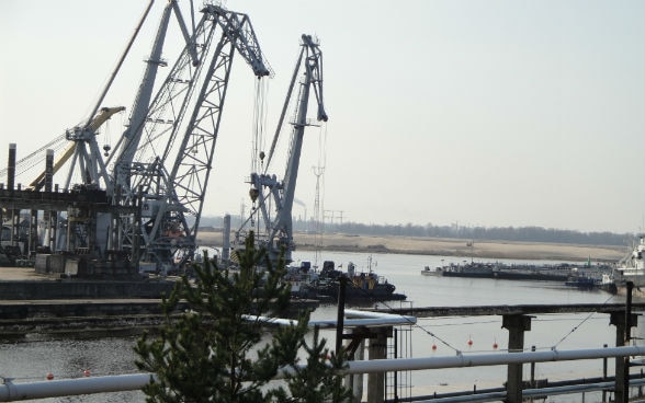 The industrial port of the Latvian capital city Riga