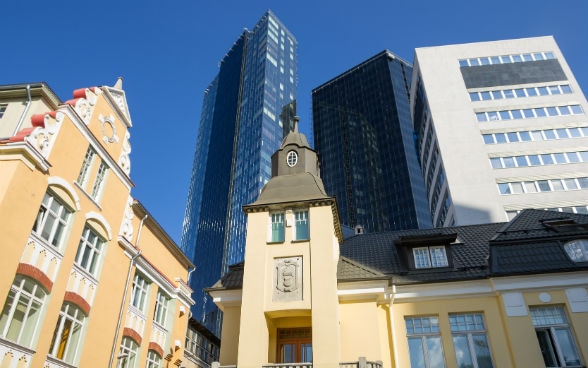Traditional and modern buildings in Tallinn 